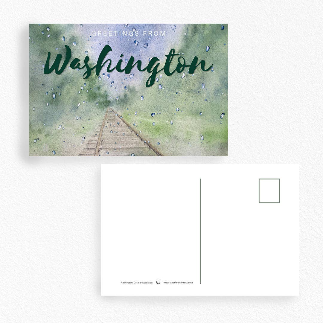 Rainy Rails Postcard - Washington - Pine & Moss