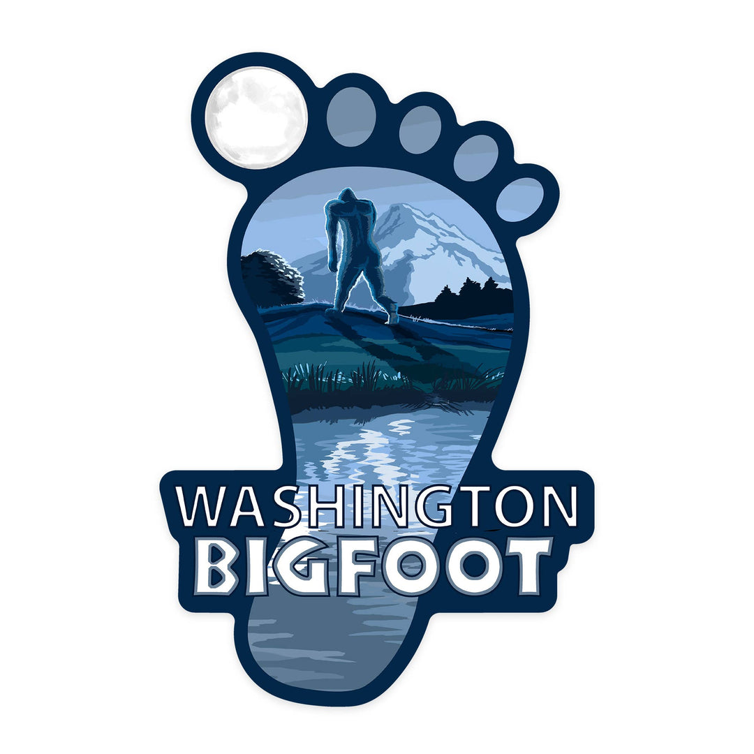 Washington Bigfoot and Mountain Sticker - Pine & Moss