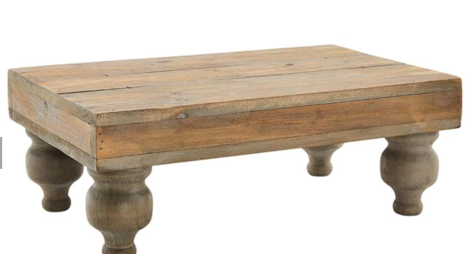 Wood Footed Serving Stand - Pine & Moss