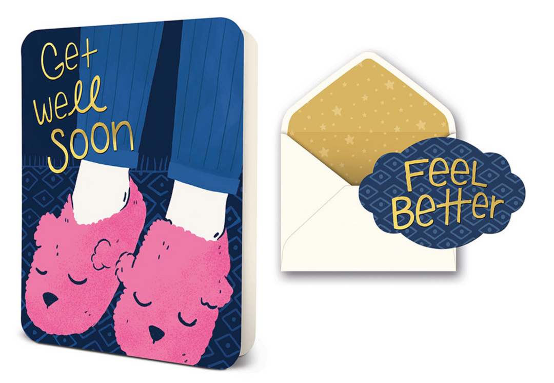 Get Well Soon Slippers- Greeting Card