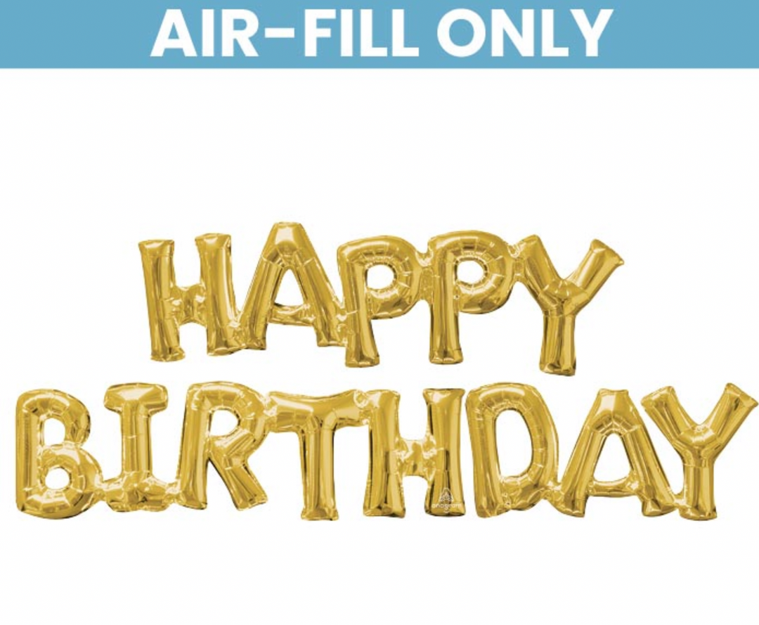 Happy Birthday Gold Balloons (air-filled) - Pine & Moss