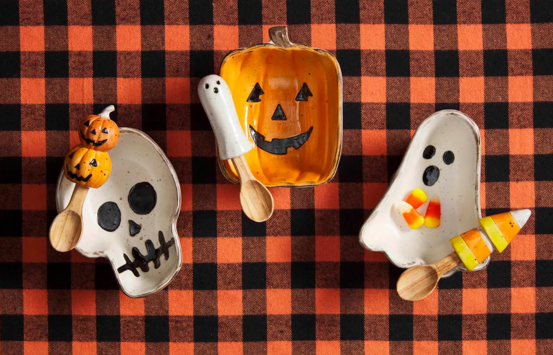 Pumpkin Shaped Candy Bowl Set - Pine & Moss