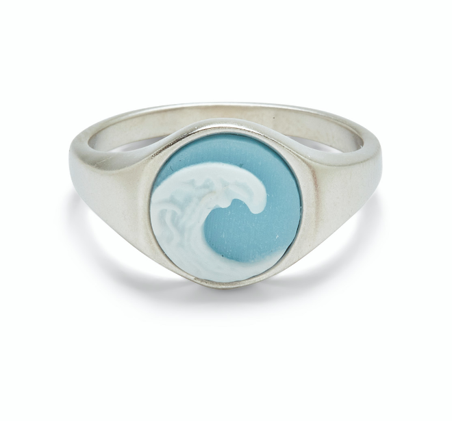 Pura Vida Cameo Wave Ring - Pine & Moss