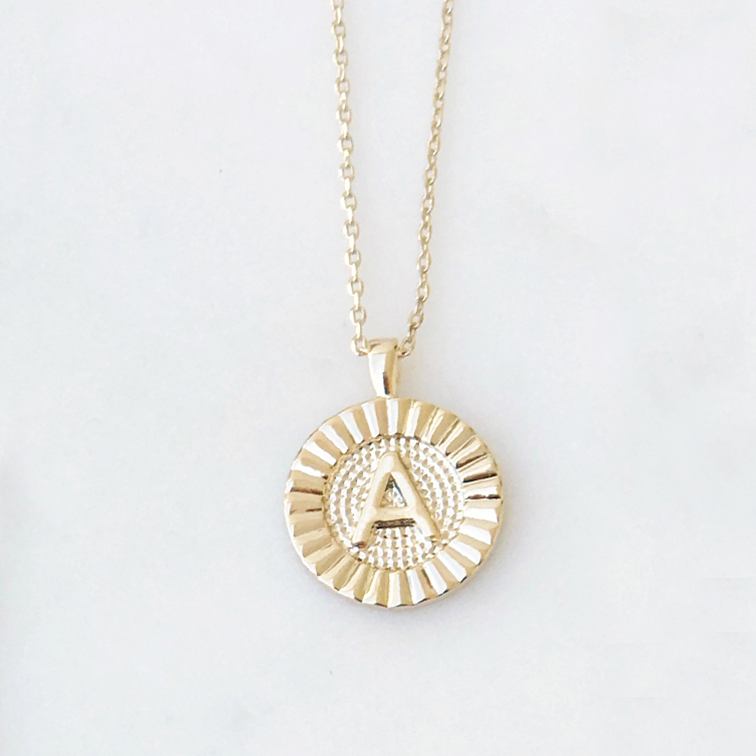 Round Initial Coin Necklace- Choose Initial - Pine & Moss