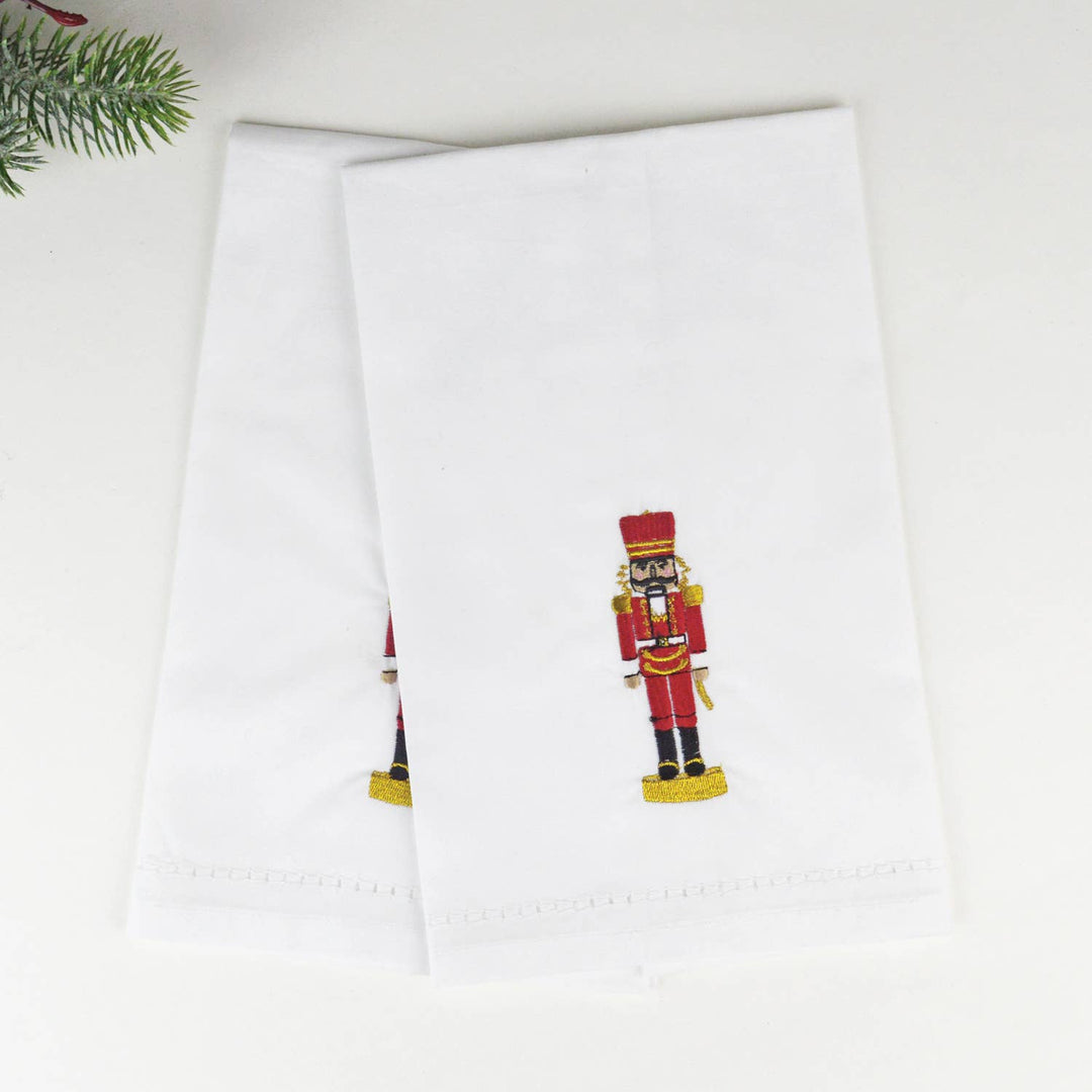 Nutcracker Embroidered Bar Towel Set- 2 pc. - Pine & Moss