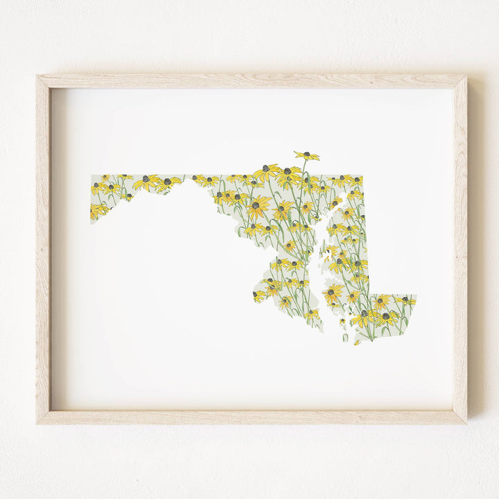 Maryland State Flower Map - ART PRINT