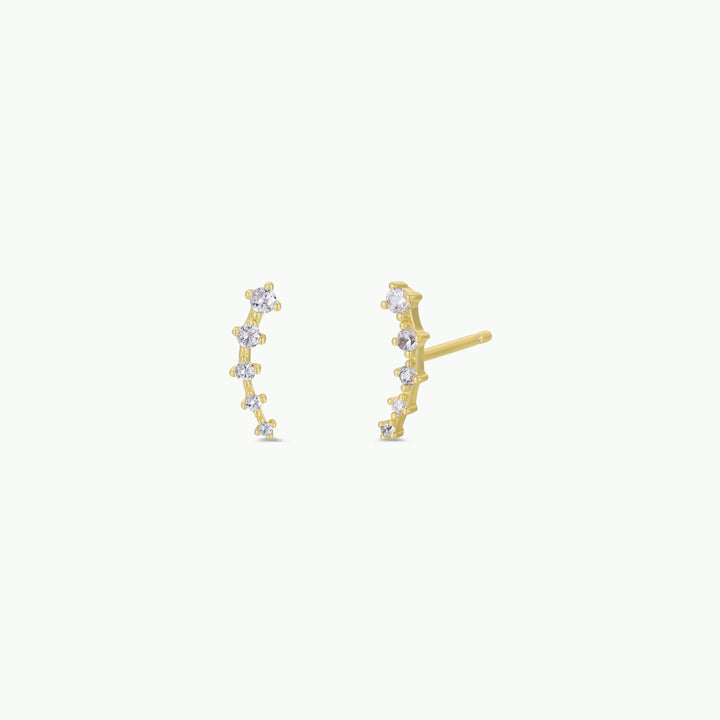 Crawler - White CZ - Gold Earrings - Pine & Moss