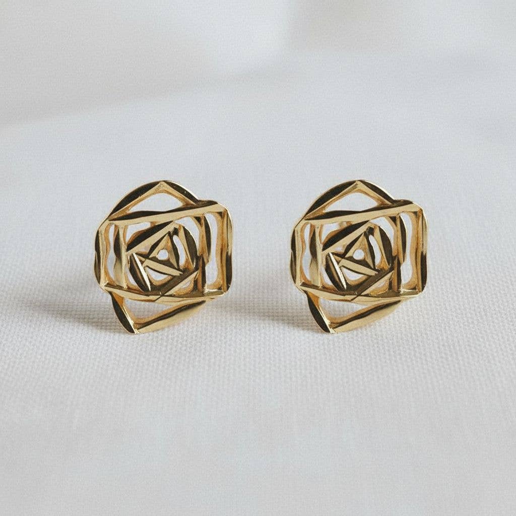 Rose- Vintage Floral Rose Drop Earrings - Pine & Moss