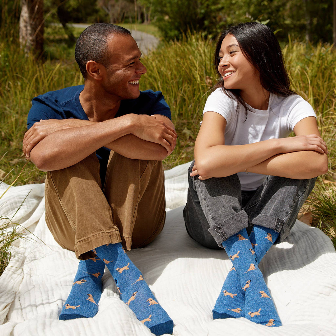 Conscious Step:Socks that Save Dogs (Blue Golden Retrievers): Small