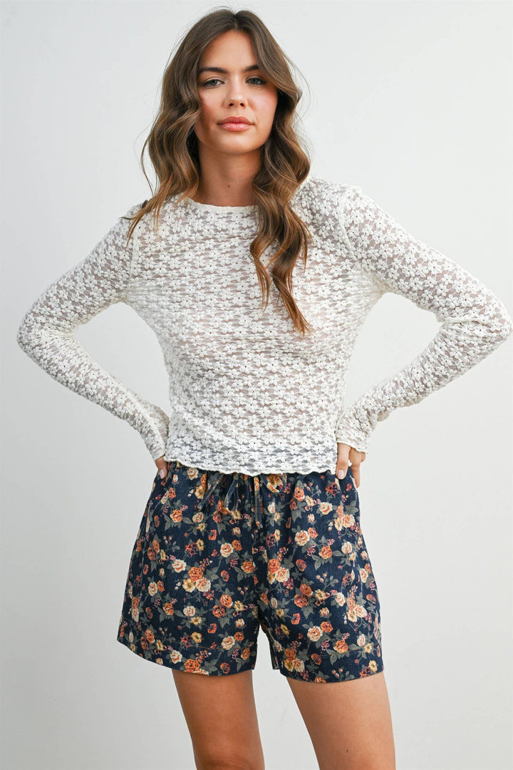 Shellie Textured Long Sleeve Top- Ivory or Black