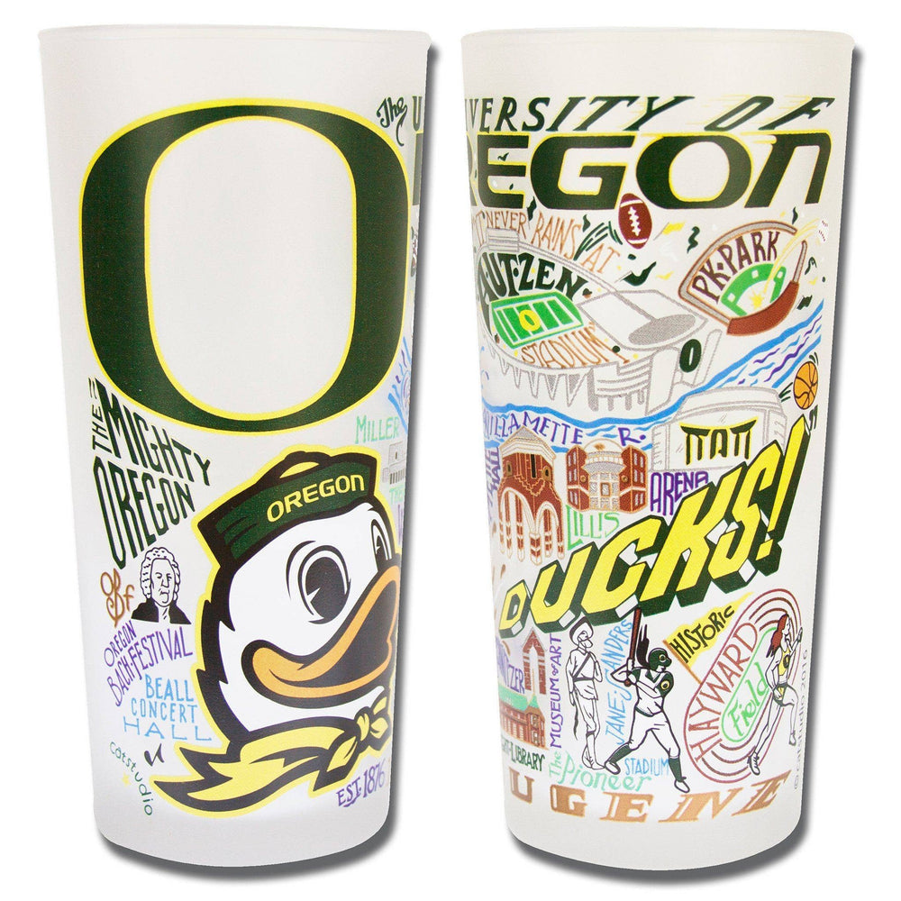 Catstudio- Oregon, University of Collegiate Drinking Glass - Pine & Moss