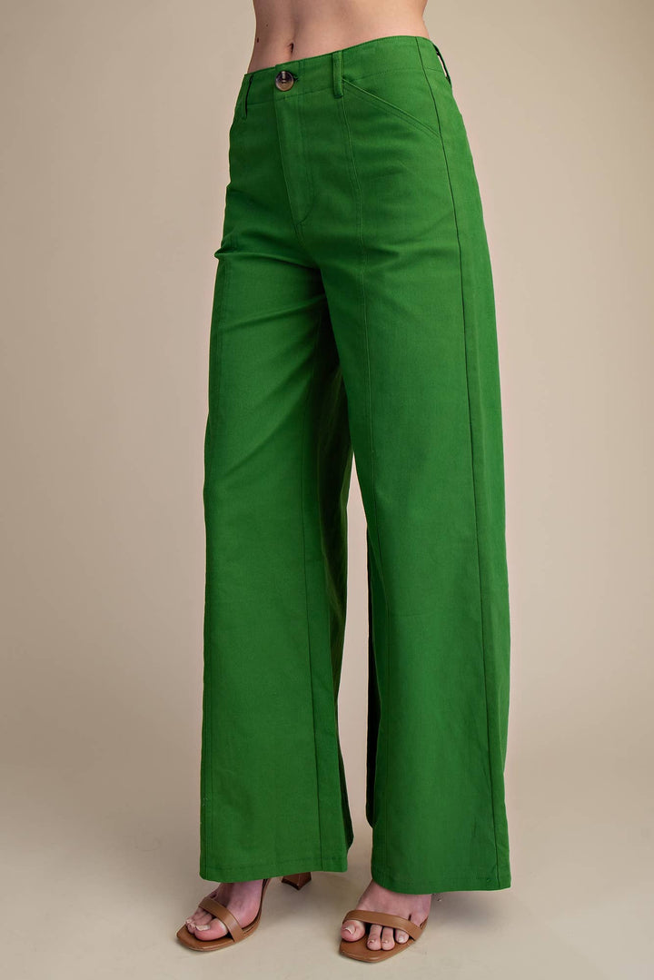 Helena High Rise Wide Leg Pants- Green