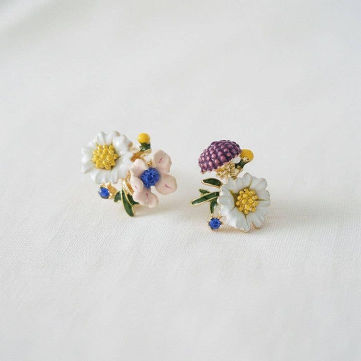 Petal- Gold Plated Drip Glaze Stud Earrings