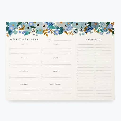 Rifle Paper Co.-Garden Party Blue Meal Planner Notepad