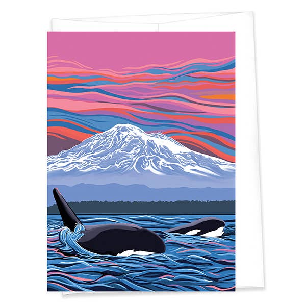 Orca - Ballet Slipper - Mom/Calf Swimming Card (Two Sizes)