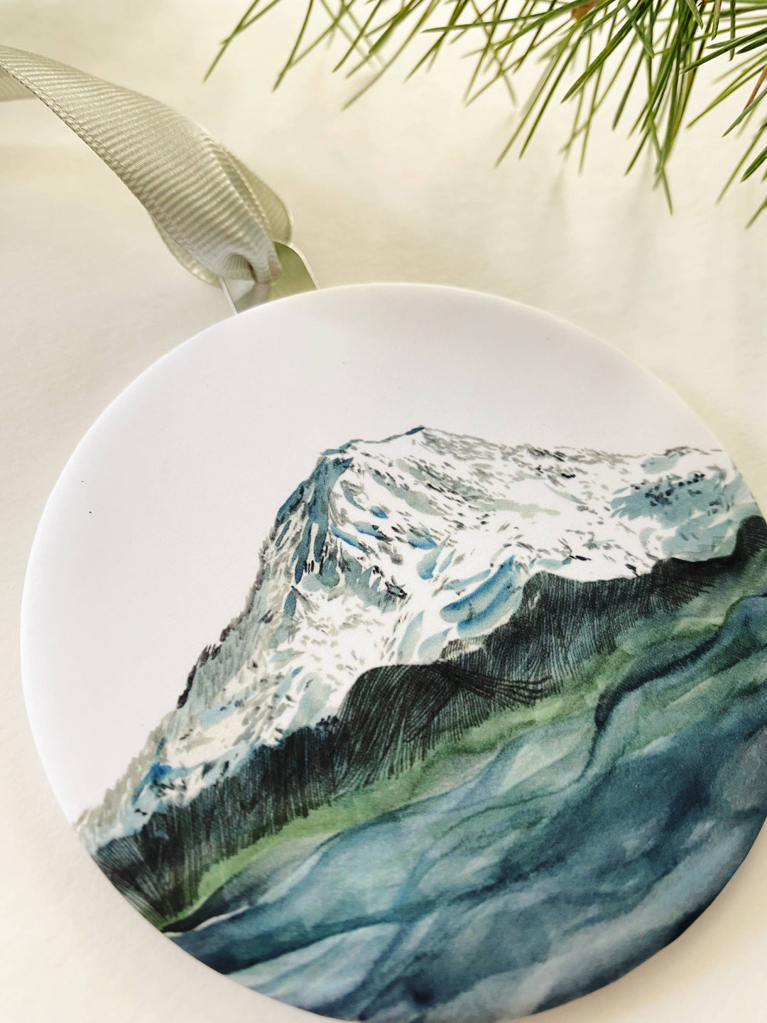 TAHOMA Mount Rainier Watercolor - Ornament 2024 - Pine & Moss