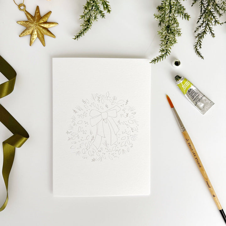 Christmas Wreaths paintable notecards