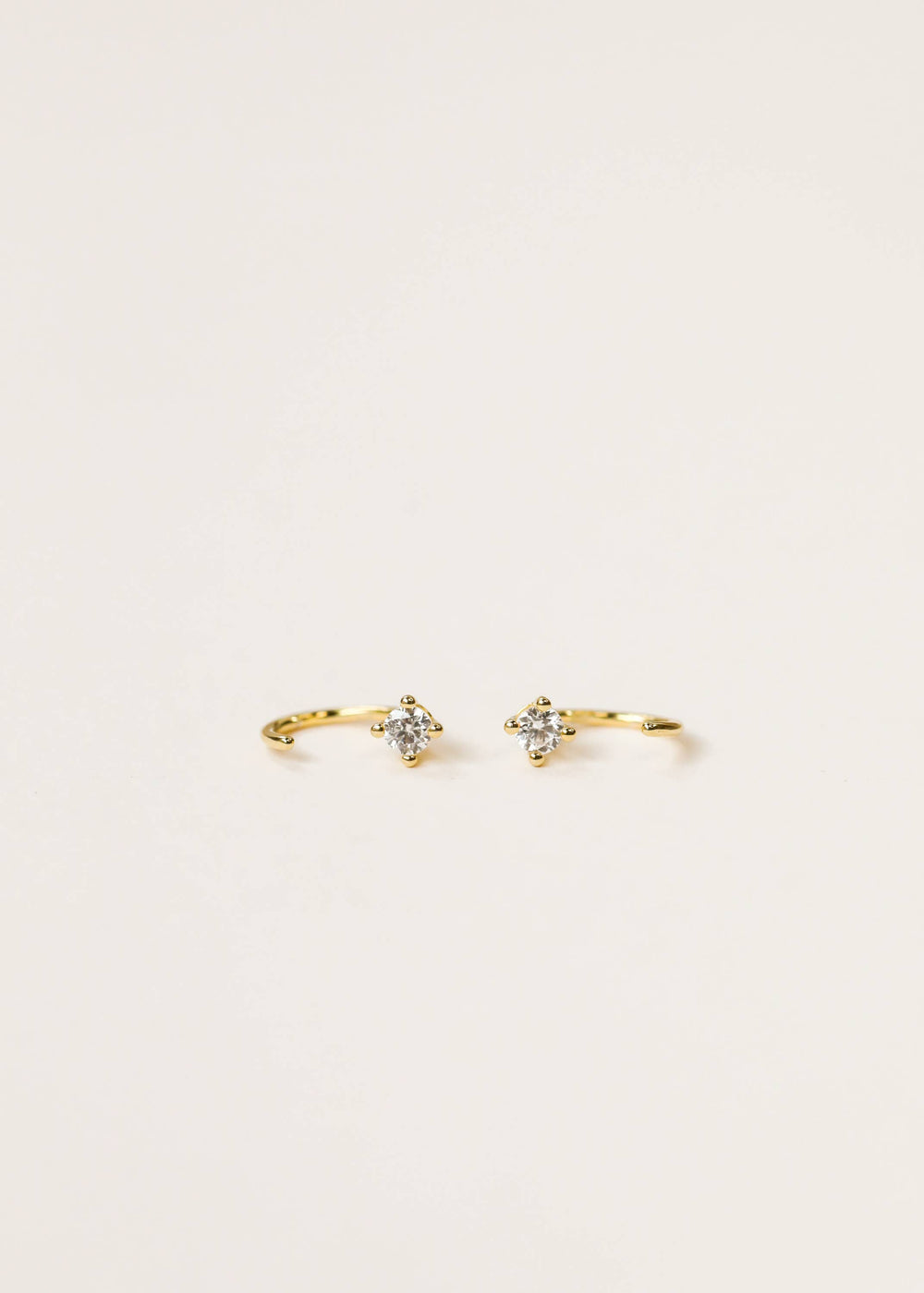 CZ Huggies - White - Gold Earrings - Pine & Moss