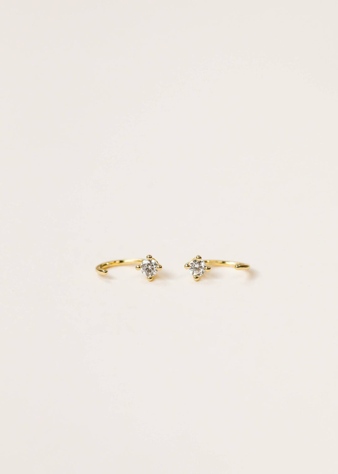 CZ Huggies - White - Gold Earrings - Pine & Moss