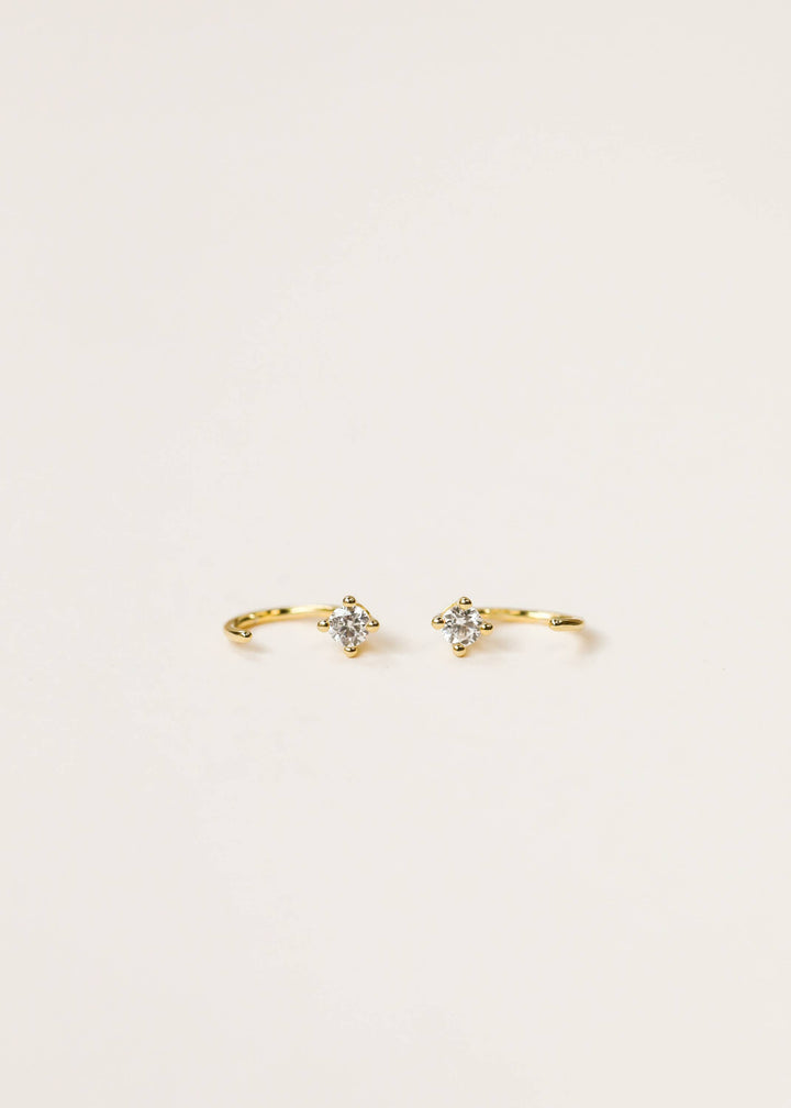 CZ Huggies - White - Gold Earrings - Pine & Moss