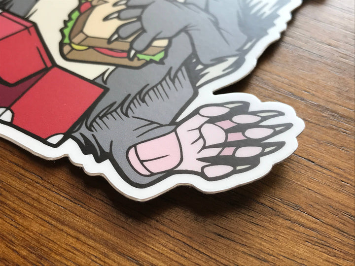 Raccoon Eating Lunch Sticker | Waterproof Vinyl Decal