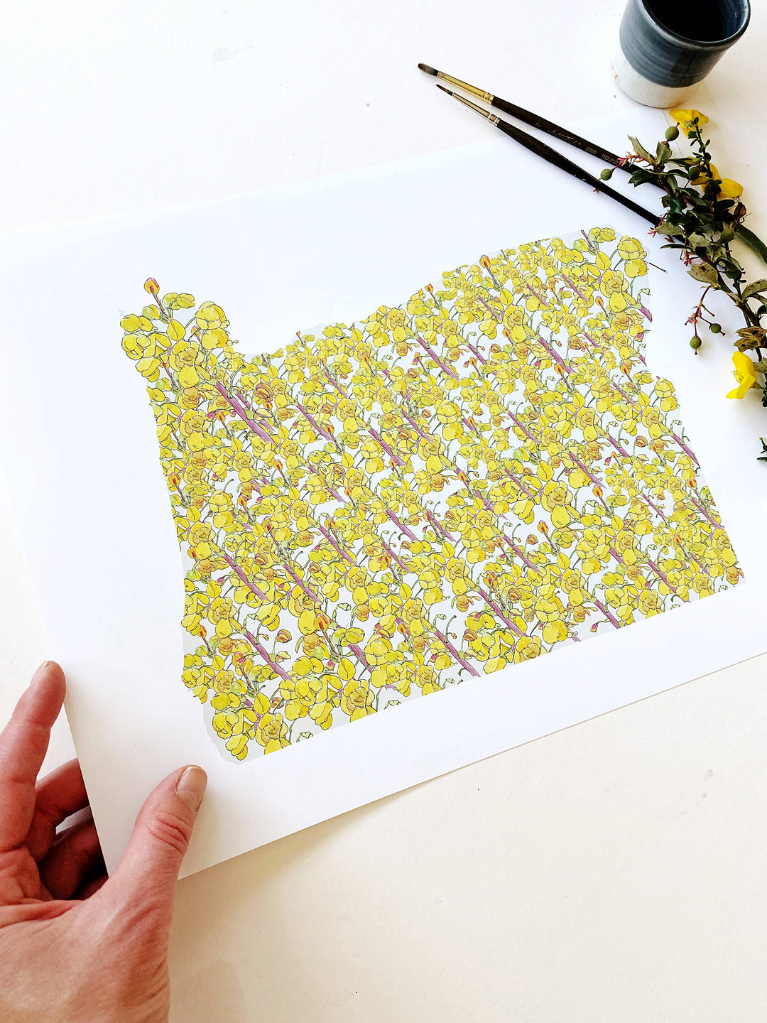 Oregon State Flower Map - ART PRINT : Watercolor / 8" x 10"