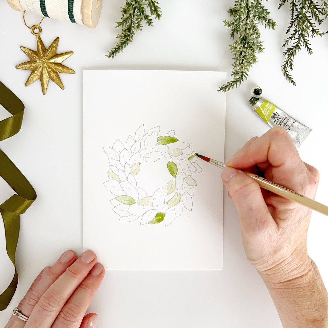 Christmas Wreaths paintable notecards