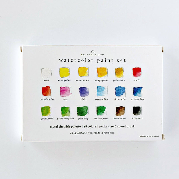 Emily Lex- Watercolor paint set 18 colors with brush