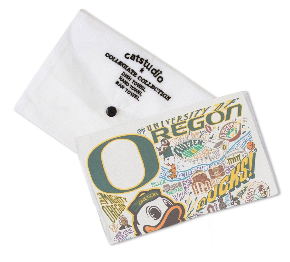 Catstudio- Oregon, University of Collegiate Dish Towel - Pine & Moss