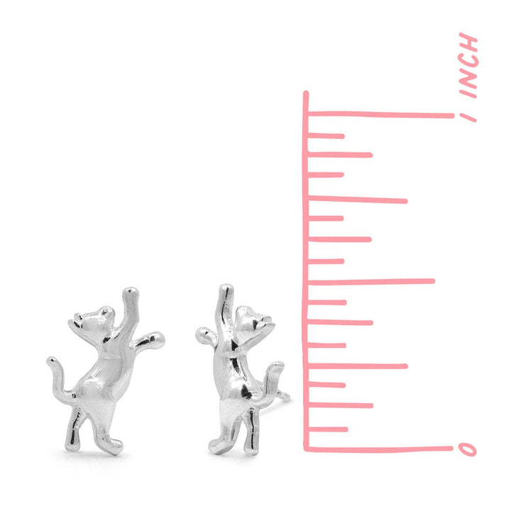 Cute Naughty Cat Stud Earrings (ES 2704) - Pine & Moss