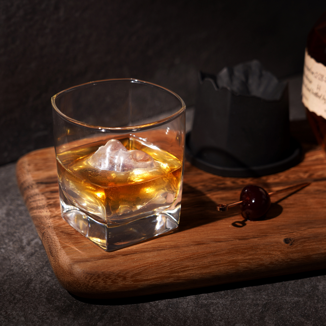 Snow Fox Rocks Glass Set Glacier Rocks® Mountain Ice Mold & Crystal Whiskey Glass Set – Pine & Moss