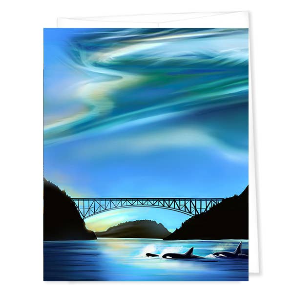 Orca Family Swimming in Deception Pass in WA State