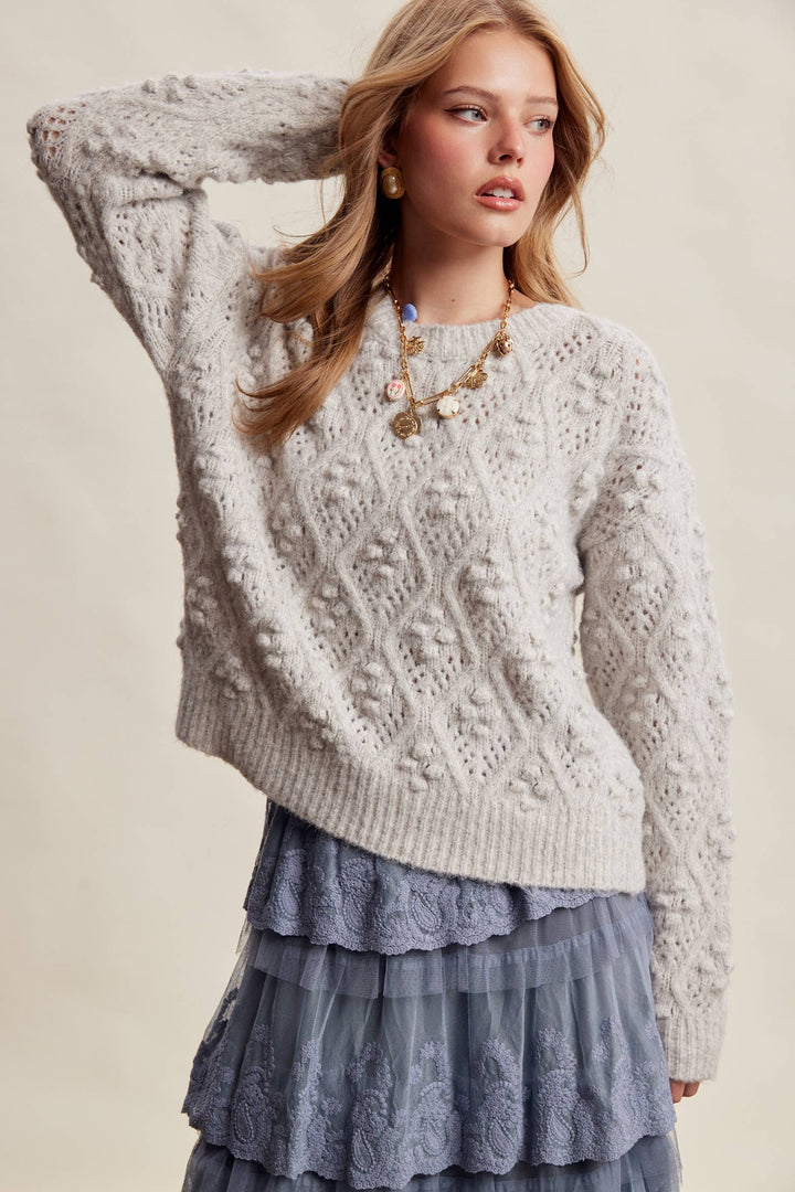 Jodi Bobble Pointelle Knit Sweater