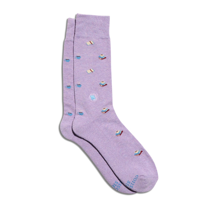 Conscious Step:Socks that Give Books (Purple Books and Mugs): Small