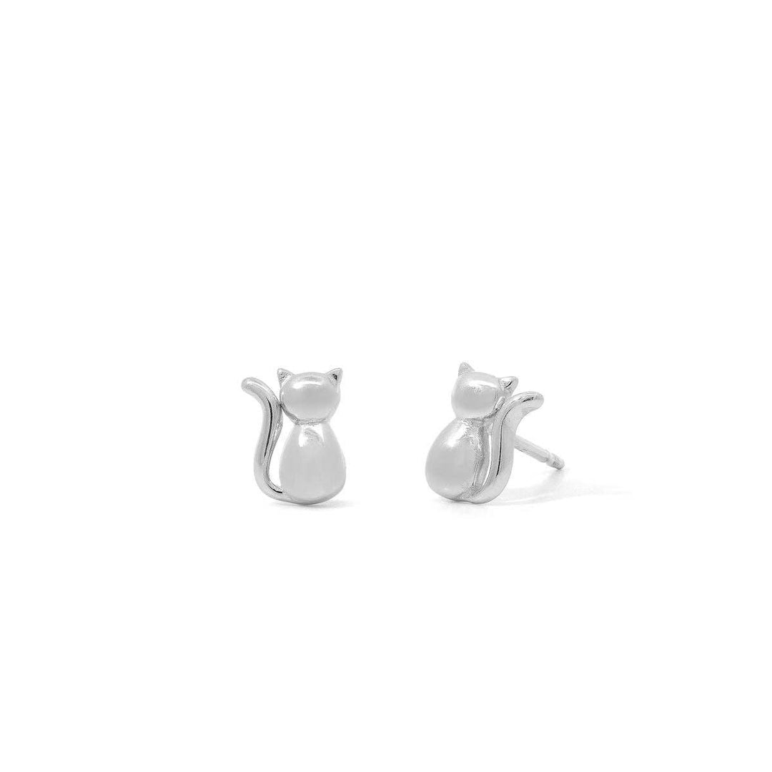 Minimal Cat Earring Studs (ES 2783) - Pine & Moss