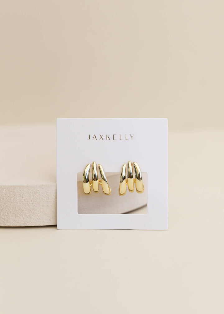 Gold Three Hoop Huggie - Earring - Pine &amp; Moss
