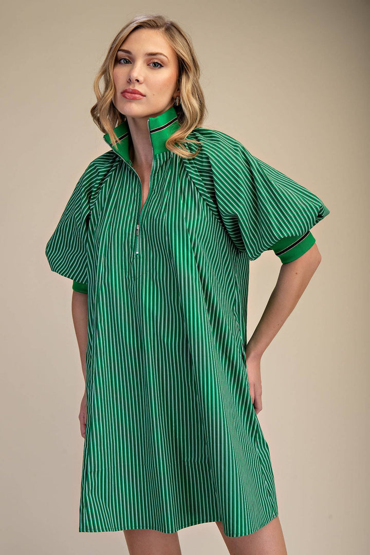 Eloise Mock Neck Mini Dress: Kelly Green - Pine & Moss