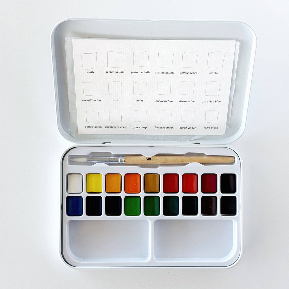 Emily Lex- Watercolor Paint Set- 18 Colors & Brush - Pine & Moss