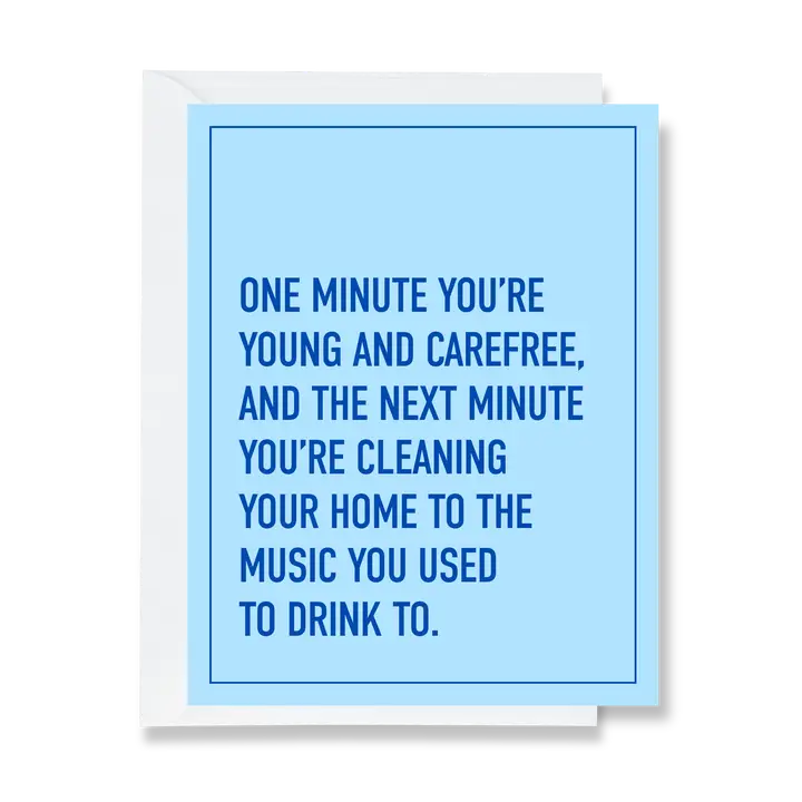 Cleaning To Drinking Music Greeting Card- Blank