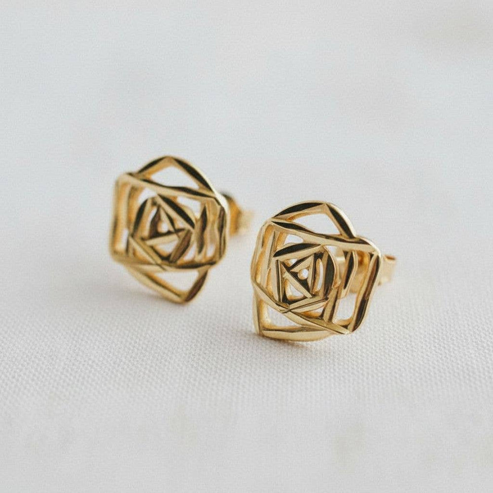Rose- Vintage Floral Rose Drop Earrings - Pine & Moss