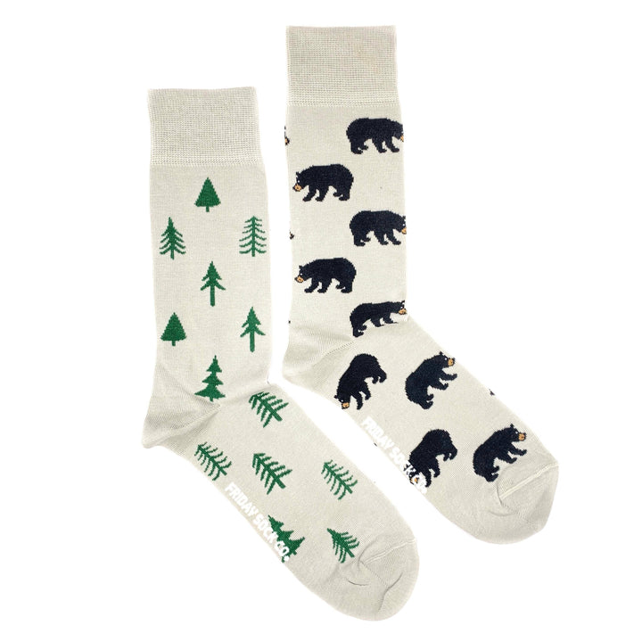 Men’s Socks | Bear and Trees | Nature | Eco Friendly: Men's 7 - 12