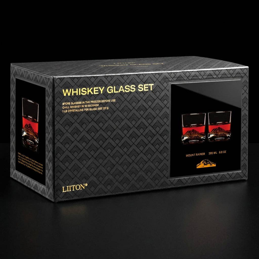 Mount Rainier Crystal Whiskey Glass — Set of 2