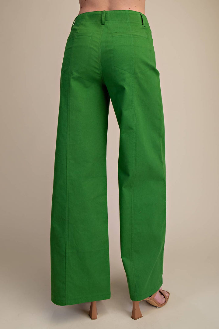 Helena High Rise Wide Leg Pants- Green