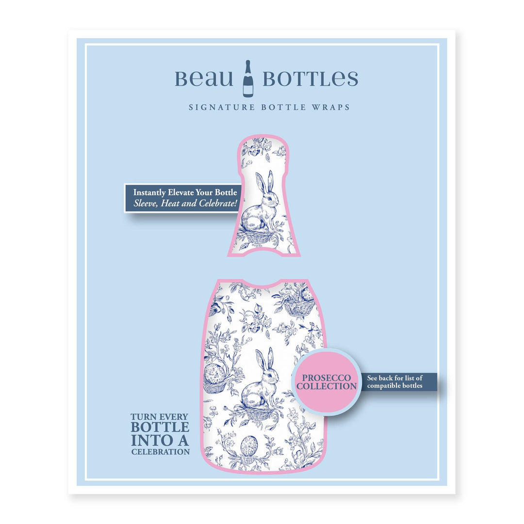 Beau Bottles Blue Easter Bunny Toile- Prosecco Collection