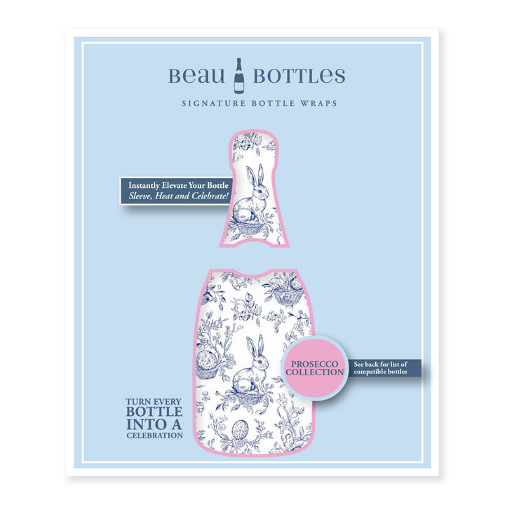 Beau Bottles Blue Easter Bunny Toile- Prosecco Collection
