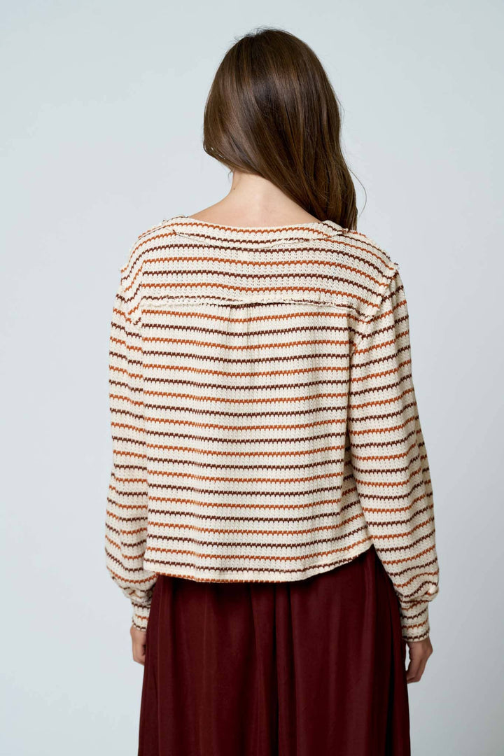 Diana MULTICOLOR STRIPE LONG SLEEVE KNIT TOP