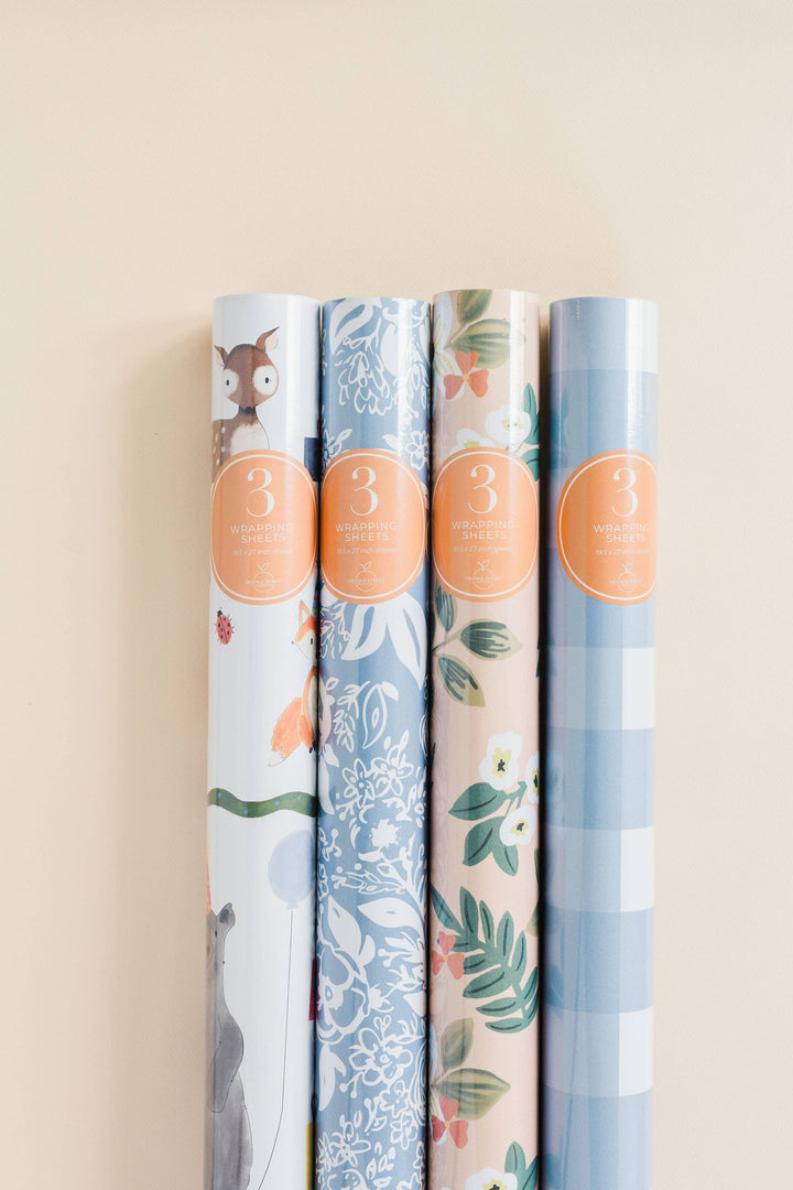 Orange Paper Co.-  Green Gold Floral Wrapping Sheets