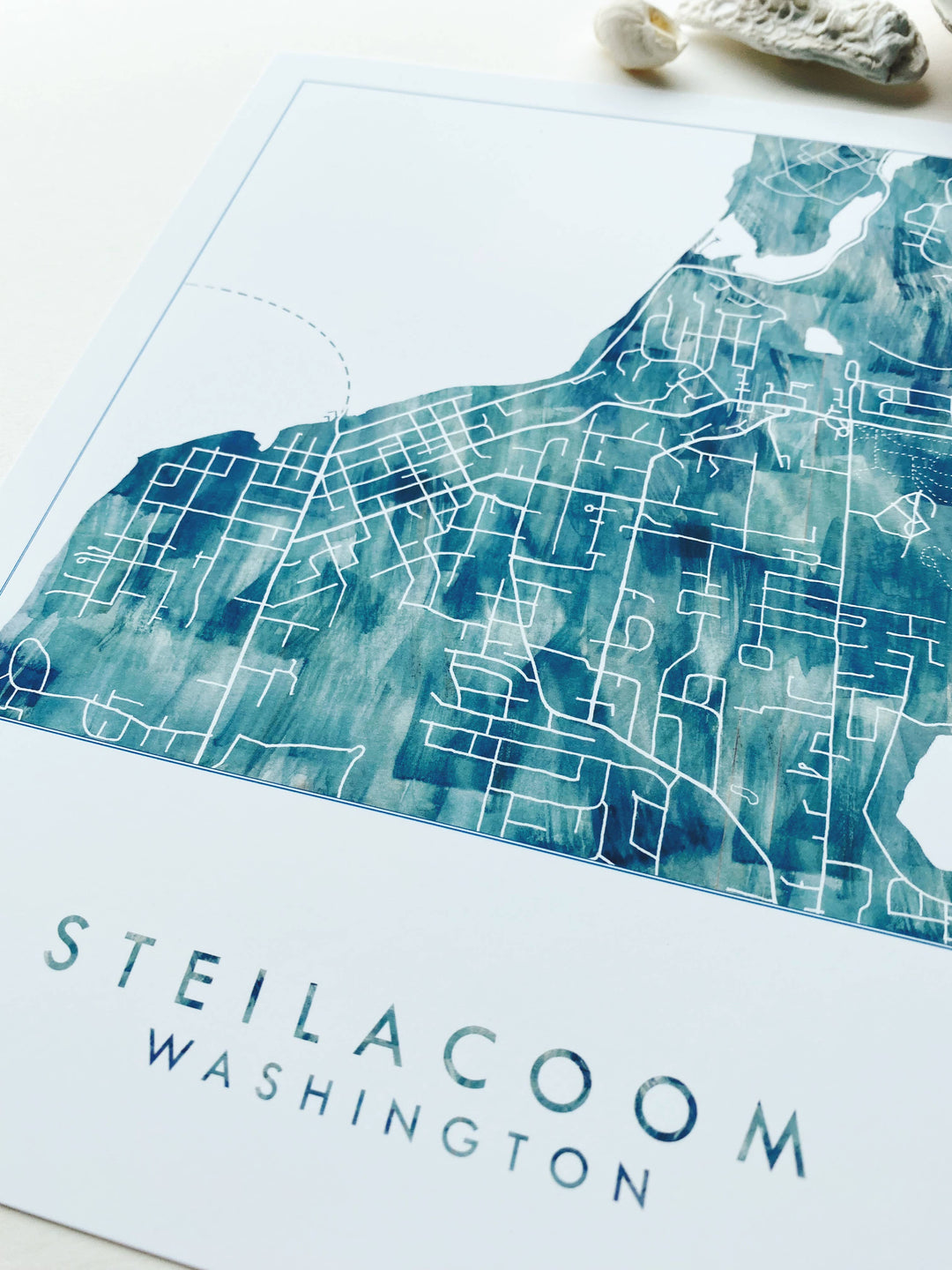 Steilacoom Washington Watercolor Wash Map ART PRINT: 8 x 10 - Pine & Moss