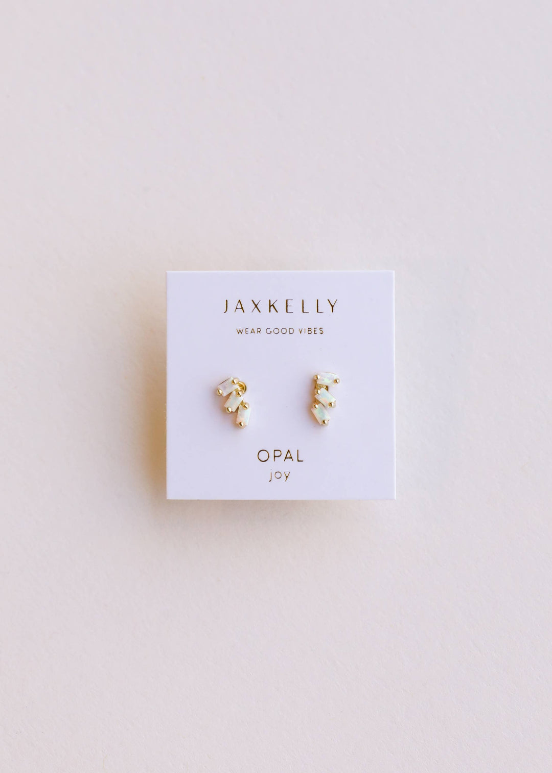 Offset Trio - White Opal - Gold Earrings - Pine & Moss