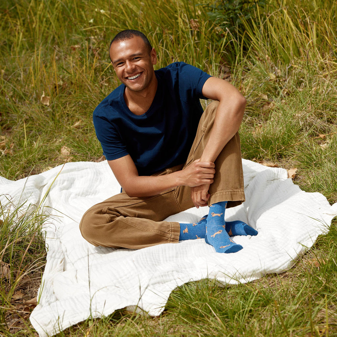 Conscious Step:Socks that Save Dogs (Blue Golden Retrievers): Small